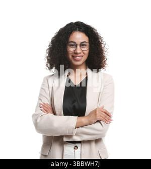 Porträt eines Berufspsychologen auf weißem Hintergrund Stockfoto