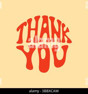 Retro Groovy Dankeschön Typografie Design orange Farbe Stock Vektor