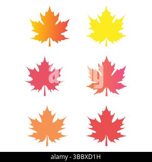 Herbstsaison Ahornblatt-Symbol-Set, isoliert auf weißem Hintergrund. Stock Vektor