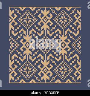 Ukrainisches Randmuster-Element. Schablone für Blockdruck oder Tätowierung. Einrichtung mit geometrischem Blumenmuster. Stock Vektor