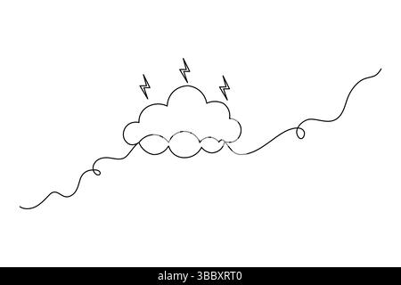 Durchgehende einzeilige Zeichnung von Wolken Vektorillustration der minimalistischen Zeichnung weißer Hintergrund Stock Vektor