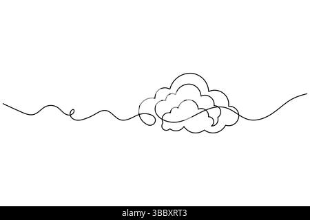 Durchgehende einzeilige Zeichnung von Wolken Vektorillustration der minimalistischen Zeichnung weißer Hintergrund Stock Vektor