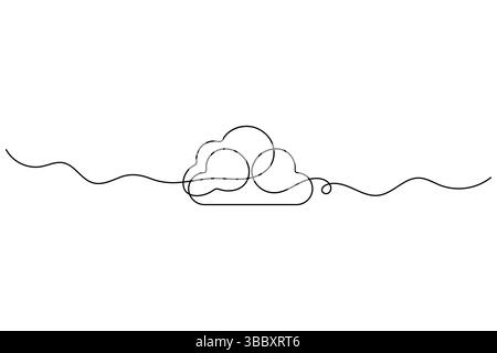 Durchgehende einzeilige Zeichnung von Wolken Vektorillustration der minimalistischen Zeichnung weißer Hintergrund Stock Vektor