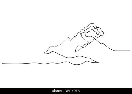 Durchgehende einzeilige Zeichnung von Wolken Vektorillustration der minimalistischen Zeichnung weißer Hintergrund Stock Vektor
