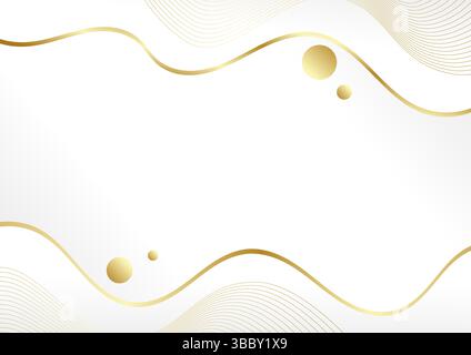 Abstrakter weißer Hintergrund mit goldenen Linien und Kreisen Stock Vektor