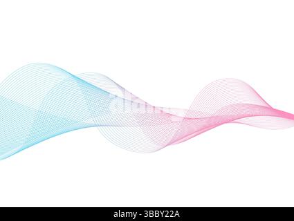 Abstrakter Hintergrund, blaues und rosafarbenes Wellendesign-Element. Stock Vektor