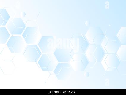 Abstrakter hellblauer Verlaufshintergrund mit Sechsecken und Linie Stock Vektor