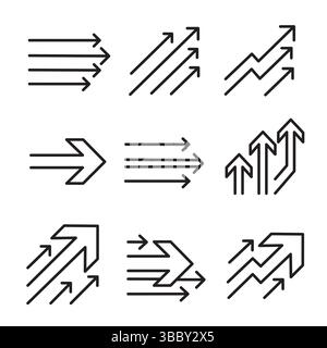 Pfeilzeiger für Geschäftserfolg zeigen die Symbolgruppe an Stock Vektor