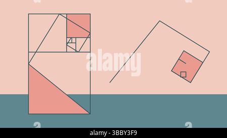 Modernes geometrisches minimalistisches Kunstwerk mit Rechteck Stock Vektor