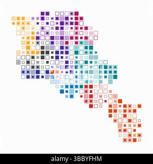Armenien, die Form des Landes, gebaut aus farbigen Zellen. Digitale Karte von Armenien auf weißem Hintergrund. Große quadratische Blöcke. Stock Vektor