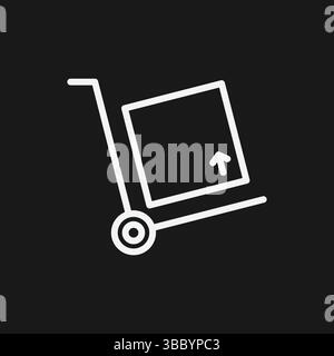 Minimalistischer Handwagen Icon Vektor einfache Umrissdarstellung von Dolly mit Box für bewegliche Pakete Grafik Stock Vektor