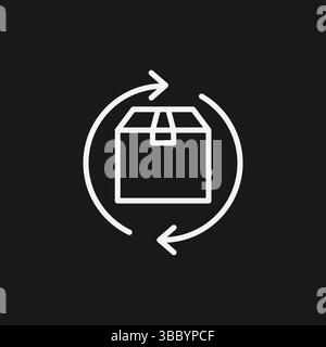 Rücksendungspaket Symbol Vektor einfache Umrissdarstellung des Kastens mit Kreispfeilen für Versand Rücksendegrafik Stock Vektor