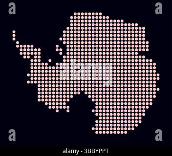Antarktis gepunktete Karte. Digitale Landkarte des Landes auf dunklem Hintergrund. Antarktis-Form mit Kreispunkten. Farbige Punkte. Große Kreise. Stock Vektor