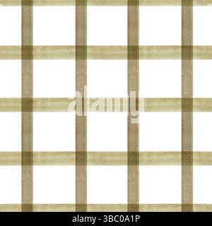 Nahtloses Karomuster. Handgemachte Aquarellillustration. Grün – brauner Käfig für Verpackungen, Textilien, Tapeten, Druck- und Geschenkpapier, für Stockfoto