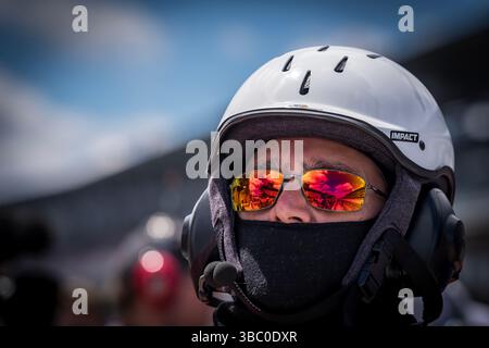Speedway, in, USA. Mai 2025. Die Wagen DER NTT INDYCAR-SERIE kommen auf Kurs und qualifizieren sich für den 109. Lauf des Indianapolis 500 im Speedway, IN. (Kreditbild: © Walter G. Arce Sr./ASP via ZUMA Press Wire) NUR REDAKTIONELLE VERWENDUNG! Nicht für kommerzielle ZWECKE! Stockfoto