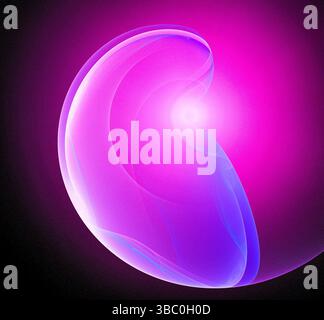 Magenta und Cyan Half-Glow-Orb – glatte Neonlichtmischung mit abgerundeter abstrakter Form und weichen Highlights Stockfoto