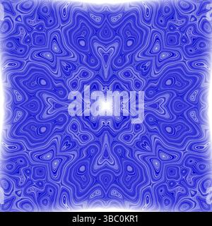 Deep Indigo Fractal Design – Hypnotic Blue Geometric Texture mit leuchtendem Zentrum für futuristische UI- und Tech-Kampagnen Stockfoto