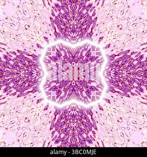 Pink and Purple Floral Kaleidoskop - zarte abstrakte arkturische heilige Geometrie Indisches Mandala für göttliche Feminine, Schönheit und Reiki Stockfoto