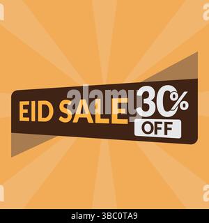 EID-Verkauf bis zu 30 % Rabatt auf Logo-Vektor-Symbol. Vektor-Illustration des EID-Verkaufs-Logos. Stock Vektor