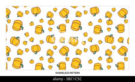 Fröhliches orangefarbenes nahtloses Kürbis-Muster für Herbst- und Halloween-Designs Stock Vektor