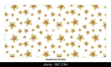 Fröhliches nahtloses Muster in Gelb und Rot der Sternenblume für festliche Designs Stock Vektor