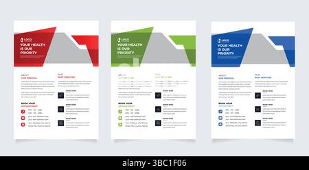 Modernes Design Für Medizinische Flyer-Vorlagen. Healthcare Business Flyer Vorlage, Medizin und Gesundheitswesen Moderne Flyer Vorlage. Gesundheit Arzt Flyer Design Stock Vektor