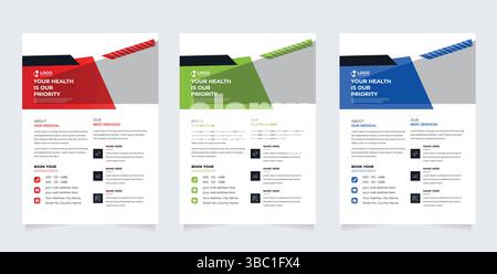 Modernes Design Für Medizinische Flyer-Vorlagen. Healthcare Business Flyer Vorlage, Medizin und Gesundheitswesen Moderne Flyer Vorlage. Gesundheit Arzt Flyer Design Stock Vektor