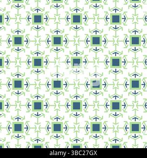 Abstrakte nahtlose Pfeile geometrisches Muster. Farbenfrohe quadratische Form geometrisches bearbeitbares Muster Design für Mode, Stoff, Textildruck und Tapeten. Stock Vektor