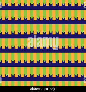 Abstraktes nahtloses geometrisches Hintergrundbild. Buntes geometrisches Muster gemischter Formen. Rechteckiger Vektor. Design für Mode, Stoff und Textilien. Stock Vektor