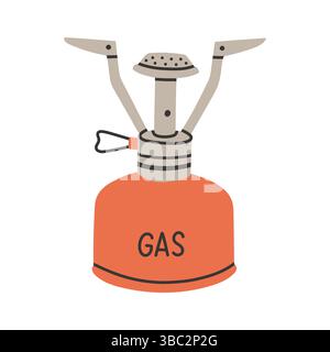 Campinggasbrenner. Einfacher, flacher roter Lagerbrenner. Tragbarer Campingofen Vektor-Symbol. Symbol, Logo-Abbildung. Vektorgrafiken Stock Vektor