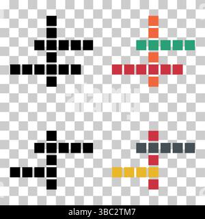 Satz des Konzeptsymbols für Kreuzworträtsel, Kreuzworträtgrafik, Vektorgrafik für Web-Flachvektor. Stock Vektor