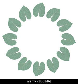 Kreisförmiger Rahmen mit Pflanzenmotiven und leuchtend grünen Blättern. Abstraktes botanisches Design Stock Vektor