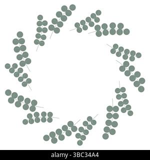 Runder botanischer Rand mit detaillierten grünen Blättern und Zweigen. Abstrakte Pflanzendarstellung Stock Vektor