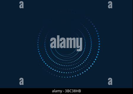 Kreisförmiger Punkt im Halbton, runde gepunktete Rahmen. Designelement für Rahmen, Logo, Webseiten, Ausdrucke, Poster, Vorlage. Stock Vektor
