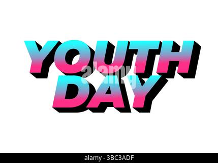 Jugendtag. Verspielter und lebendiger Text für dynamisches Poster- oder Bannerdesign Stock Vektor