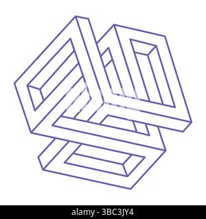 Optische Täuschung. Unmögliche Formen. Figur mit heiliger Geometrie. Abstraktes ewiges geometrisches Objekt. Unmöglich endlose Kontur. Optische Kunst. Unmöglich Stock Vektor