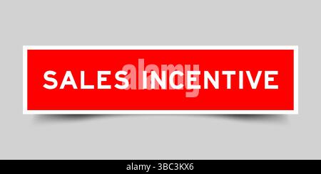 Rote quadratische Aufkleberetikett mit Wortverkaufsanreiz auf grauem Hintergrund Stock Vektor