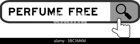 Suchbanner in Wort ohne Parfüm mit dem Lupensymbol auf weißem Hintergrund Stock Vektor