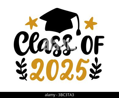 Graduate University Academy Class 2025 Schriftzug Stock Vektor