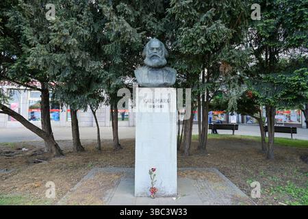Karl-Marx-Denkmal, Strausberger Platz, Friedrichshain, Berlin, Deutschland Stockfoto
