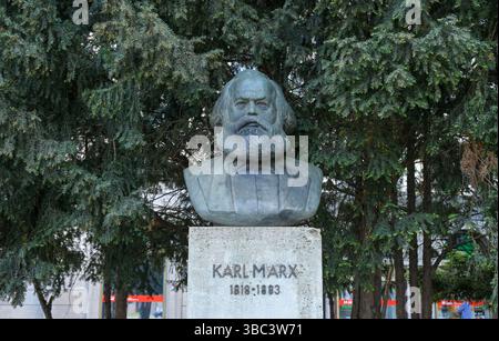Karl-Marx-Denkmal, Strausberger Platz, Friedrichshain, Berlin, Deutschland Stockfoto