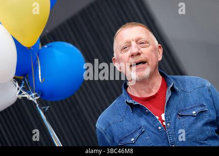Tennis-Star Boris Becker beim Sport-Talk im Wohnmobilpark Bad Honnef. Bad Honnef, 18.05.2025 NRW Deutschland *** Tennisstar Boris Becker beim Sport Talk im Wohnmobilpark Bad Honnef, 18 05 2025 NRW Deutschland Copyright: XChristophxHardtx Stockfoto