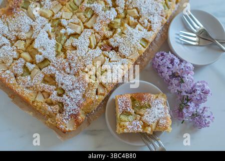 Köstliche Rhabarbertorte Stockfoto