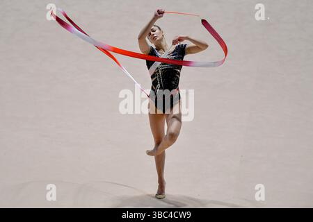 Turin, Italien, Italien. Mai 2025. Italien, Turin 17. Mai 2025.Pala Gianni Asti aus Turin .Finale sechs der Nationalen Rhythmischen Gymnastik Meisterschaft Serie A 2025.Sofia Raffaeli (Fabriano) Tape (Credit Image: © Tonello Abozzi/Pacific Press via ZUMA Press Wire) NUR REDAKTIONELLE VERWENDUNG! Nicht für kommerzielle ZWECKE! Stockfoto