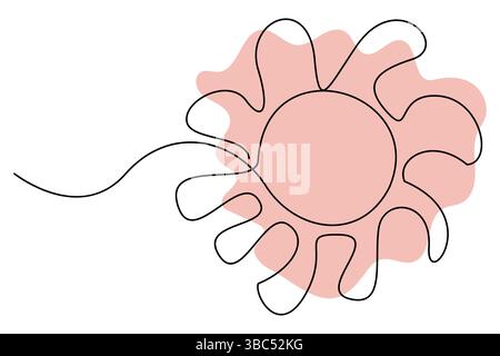 Setzt die einzeilige Zeichnung einer Sonnenblumen- und Blattvektorillustration fort Stock Vektor