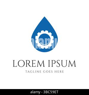 Einfache minimalistische Ausrüstung mit Wasser- oder Öltropfen für Industrial Logo Design Vector Stock Vektor