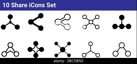 10 Share Icons Set: Einfache Vektorgrafiken Stock Vektor