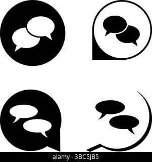Vier einfache Symbole für Schwarzweiß-Unterhaltung/Chat: Vektorgrafiken Stock Vektor
