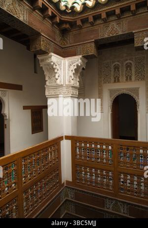 Marokko, Marrakesch, Madrasa Ben Youssef, islamische Schule, Stockfoto
