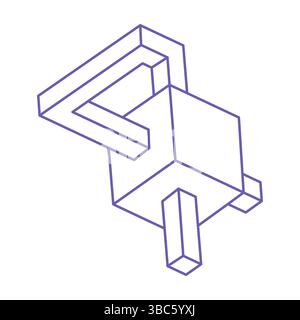 Optische Täuschung. Unmögliche Formen. Sakrale Geometriefiguren. Abstrakte ewige geometrische Objekte. Unmögliche endliche Konturformen. Optische Kunst Stock Vektor